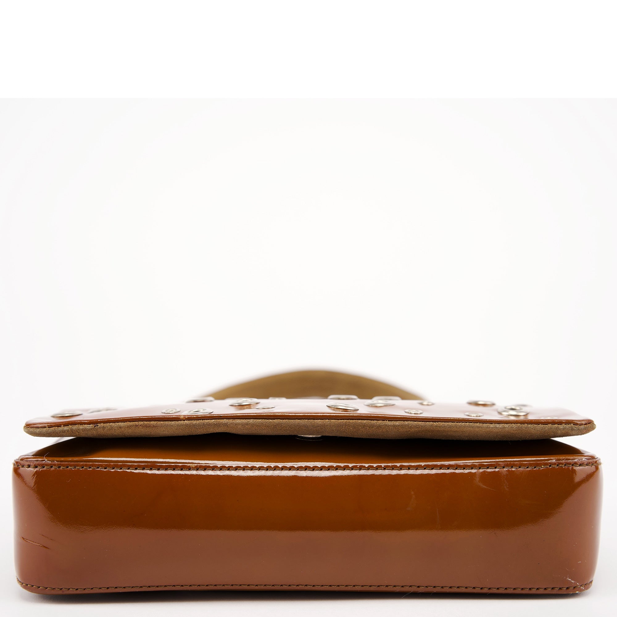 Prada Fall 1999 Brown Patent Leather Eyelet Shoulder Bag