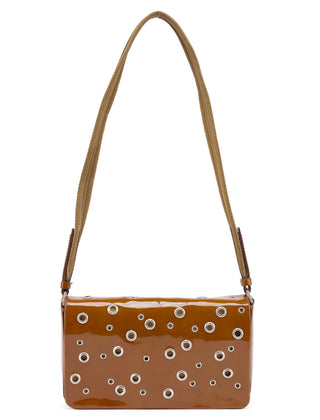 Prada Fall 1999 Brown Patent Leather Eyelet Shoulder Bag