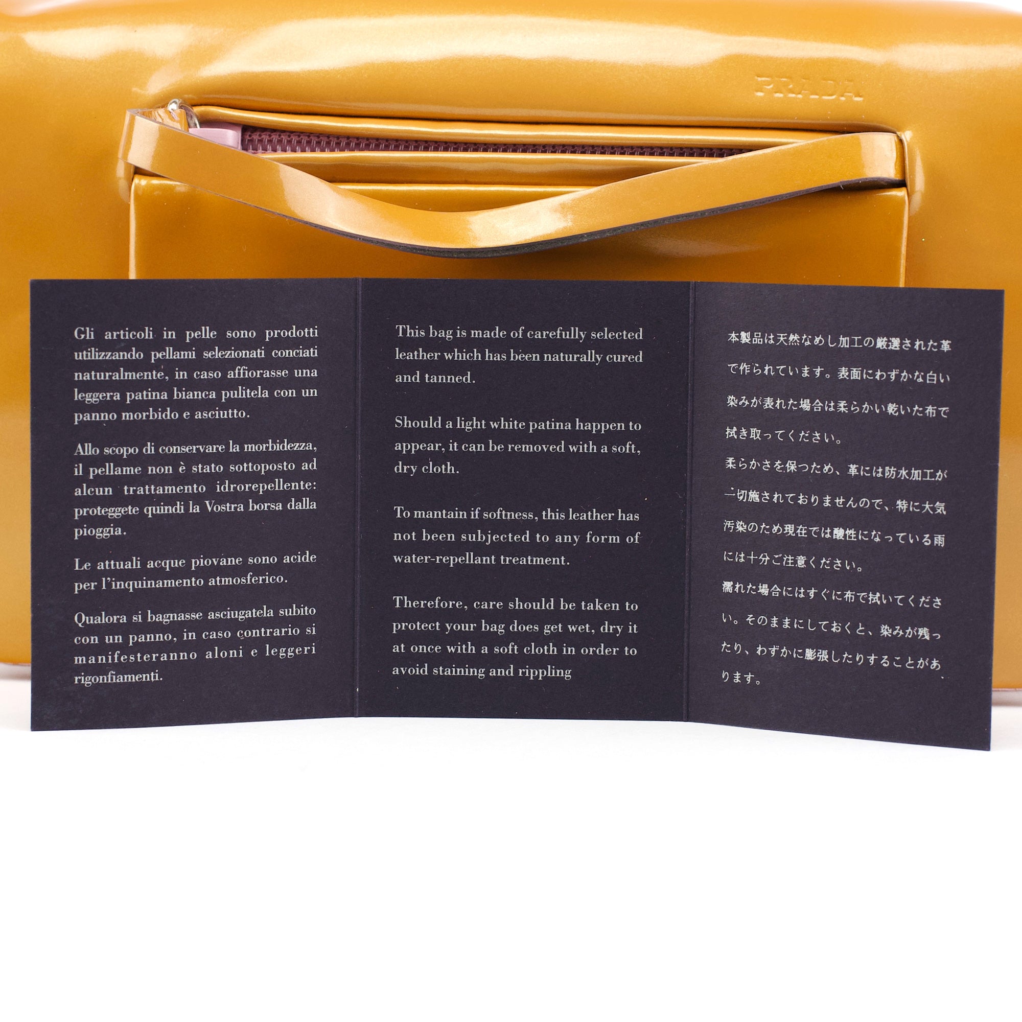 Prada Fall 1999 Yellow Vernice Patent Leather Shoulder Bag