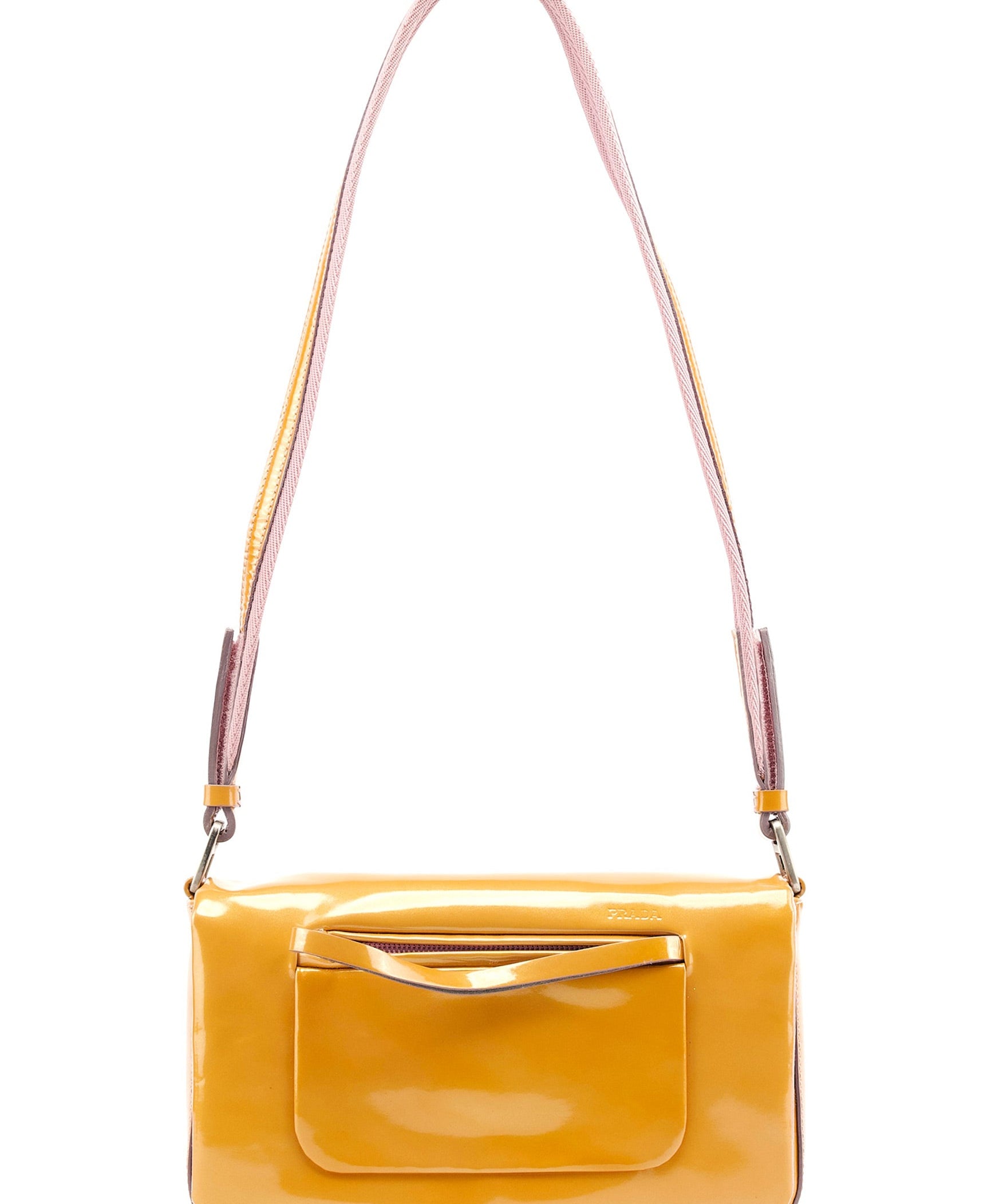 Prada Fall 1999 Yellow Vernice Patent Leather Shoulder Bag