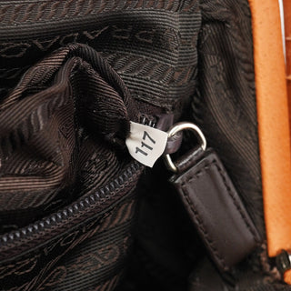 Prada Fall 2000 Brown Canvas Leather Top Handle Bag