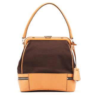 Prada Fall 2000 Brown Canvas Leather Top Handle Bag