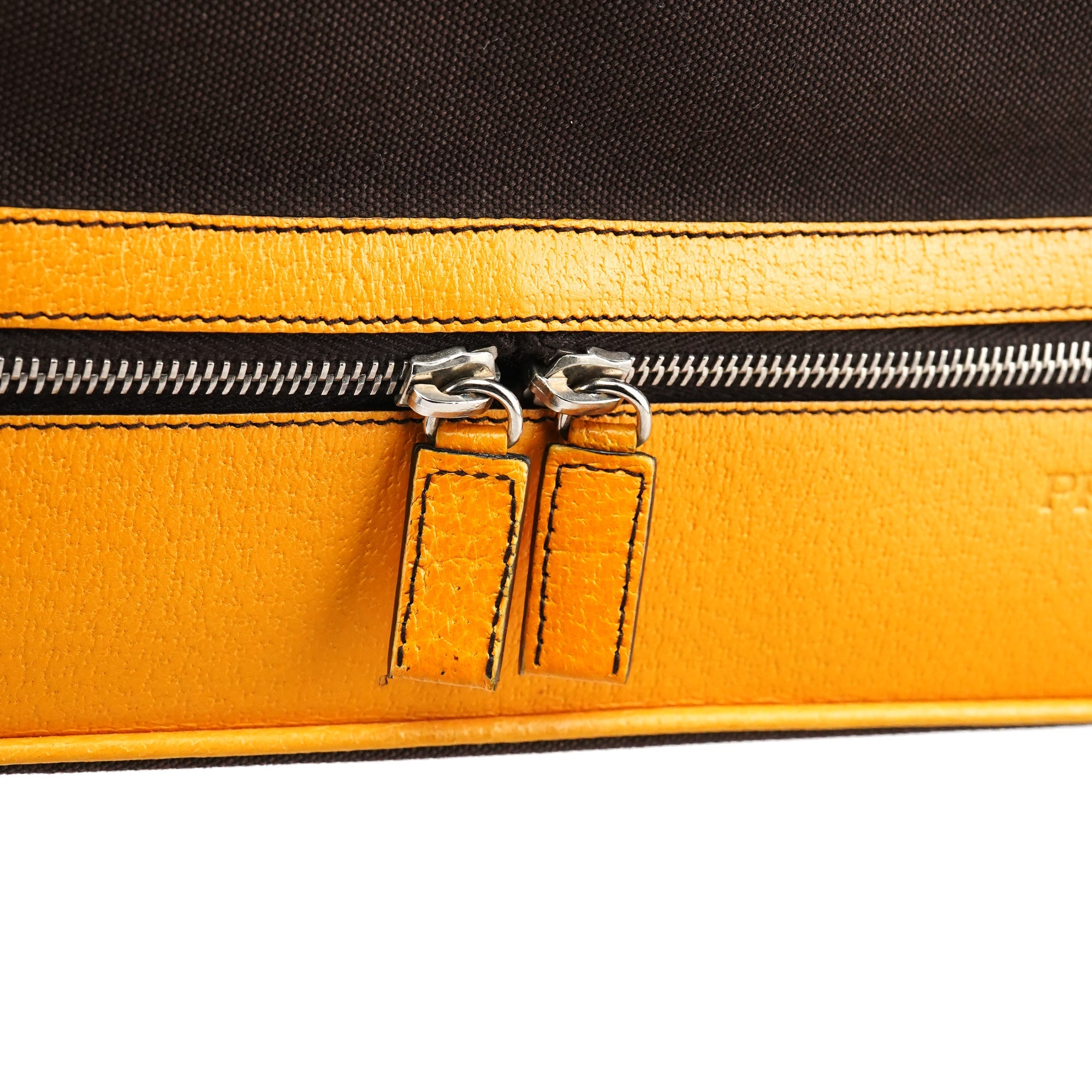 Prada Automne 2000 Sac à main en toile marron et orange