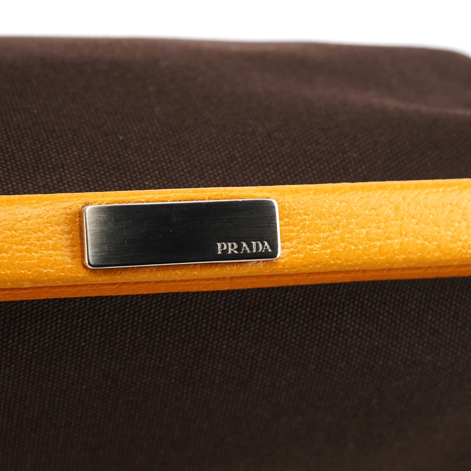 Prada Automne 2000 Sac à main en toile marron et orange