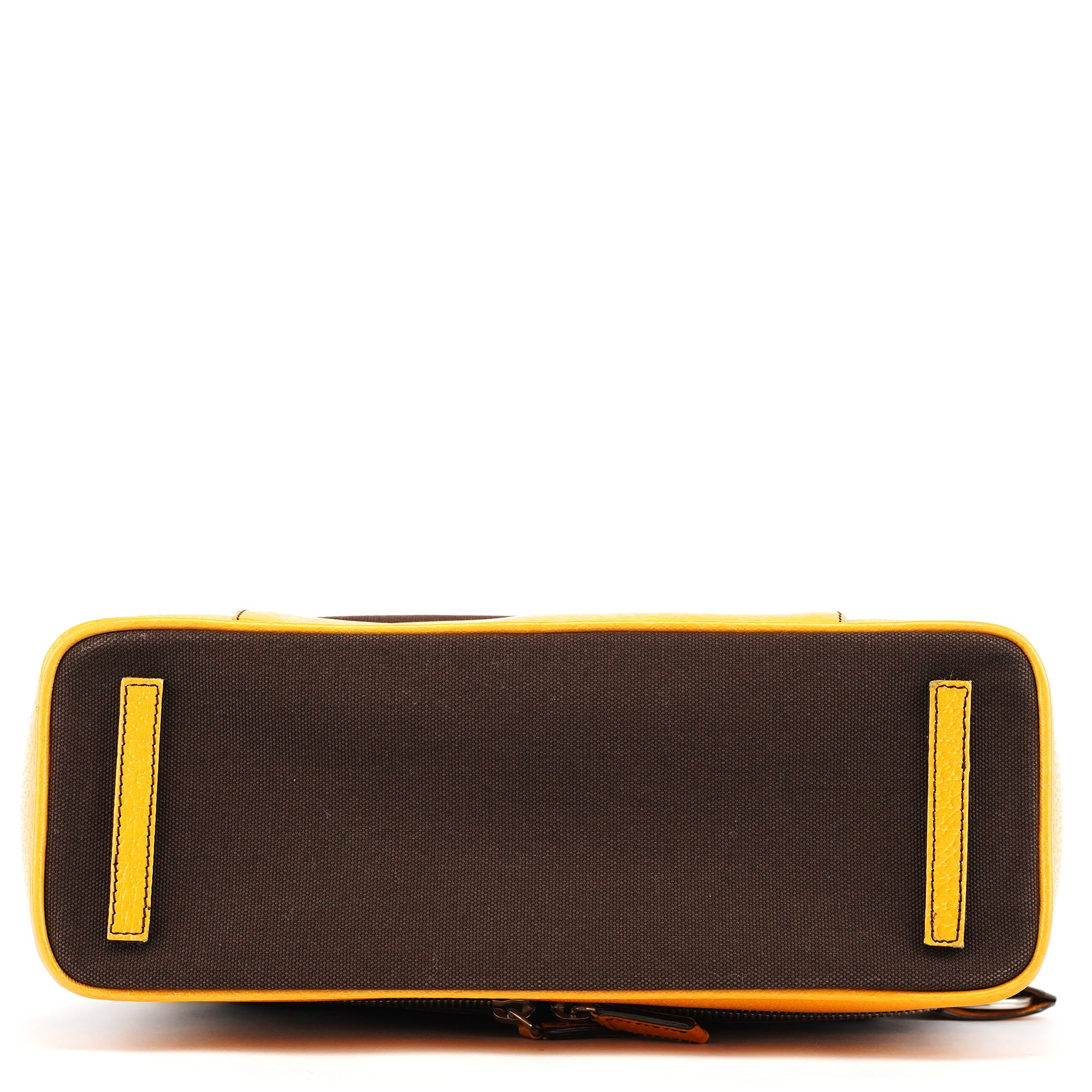 Prada Automne 2000 Sac à main en toile marron et orange