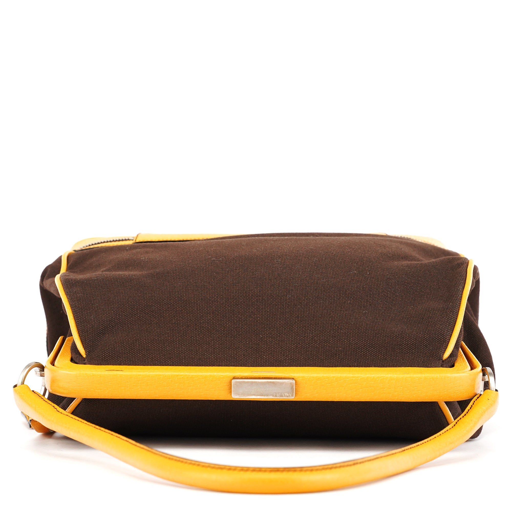 Prada Automne 2000 Sac à main en toile marron et orange