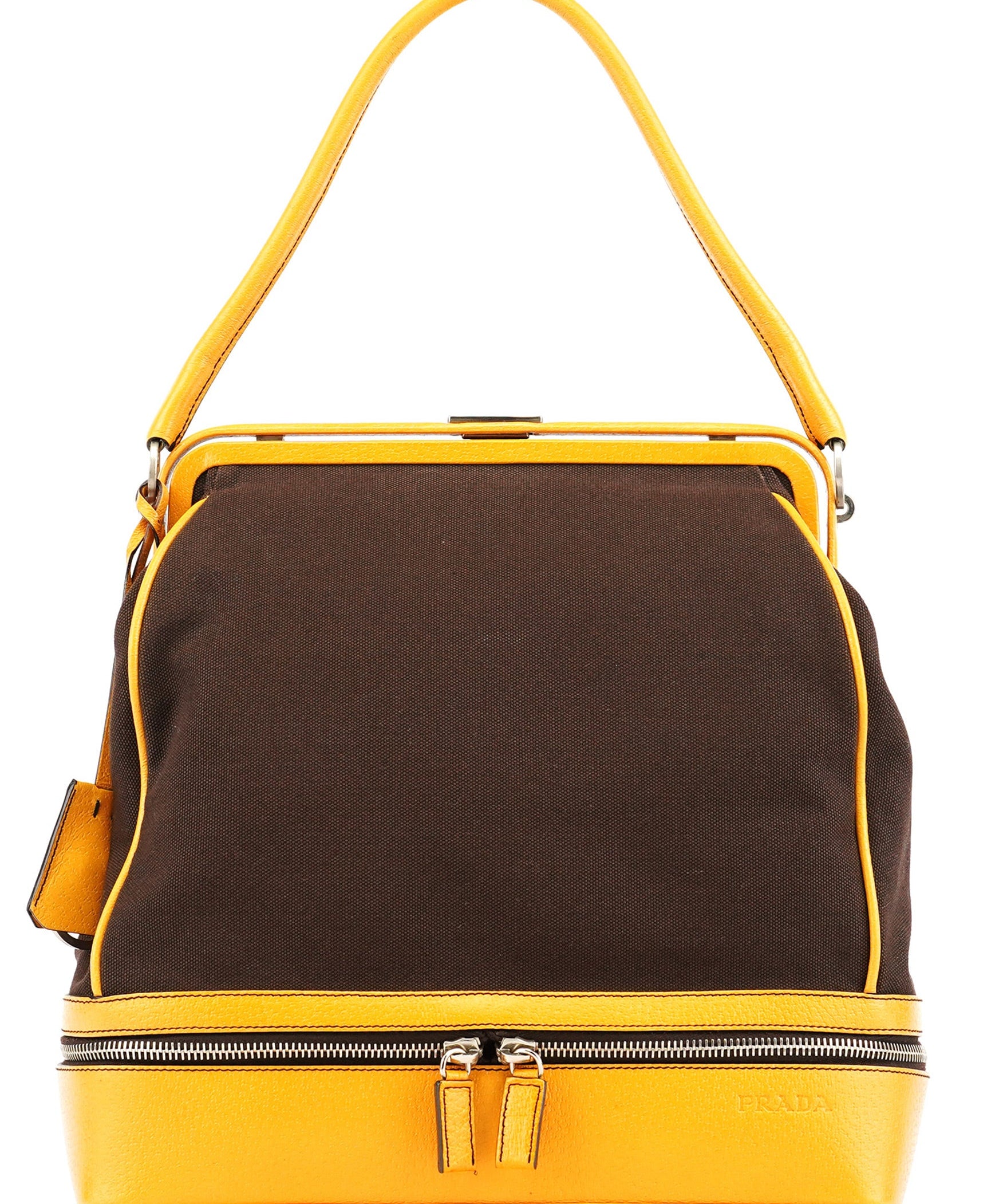 Prada Fall 2000 Brown Orange Canvas Handbag