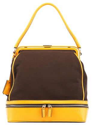 Prada Fall 2000 Brown Orange Canvas Handbag