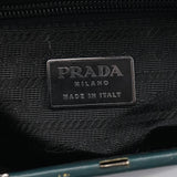 Prada Green Leather Clutch Tote Bag