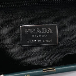 Prada Green Leather Clutch Tote Bag
