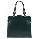Prada Green Leather Clutch Tote Bag