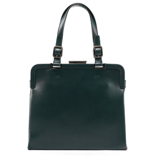 Prada Green Leather Clutch Tote Bag