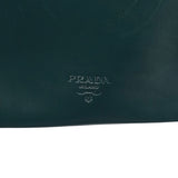 Prada Green Leather Clutch Tote Bag