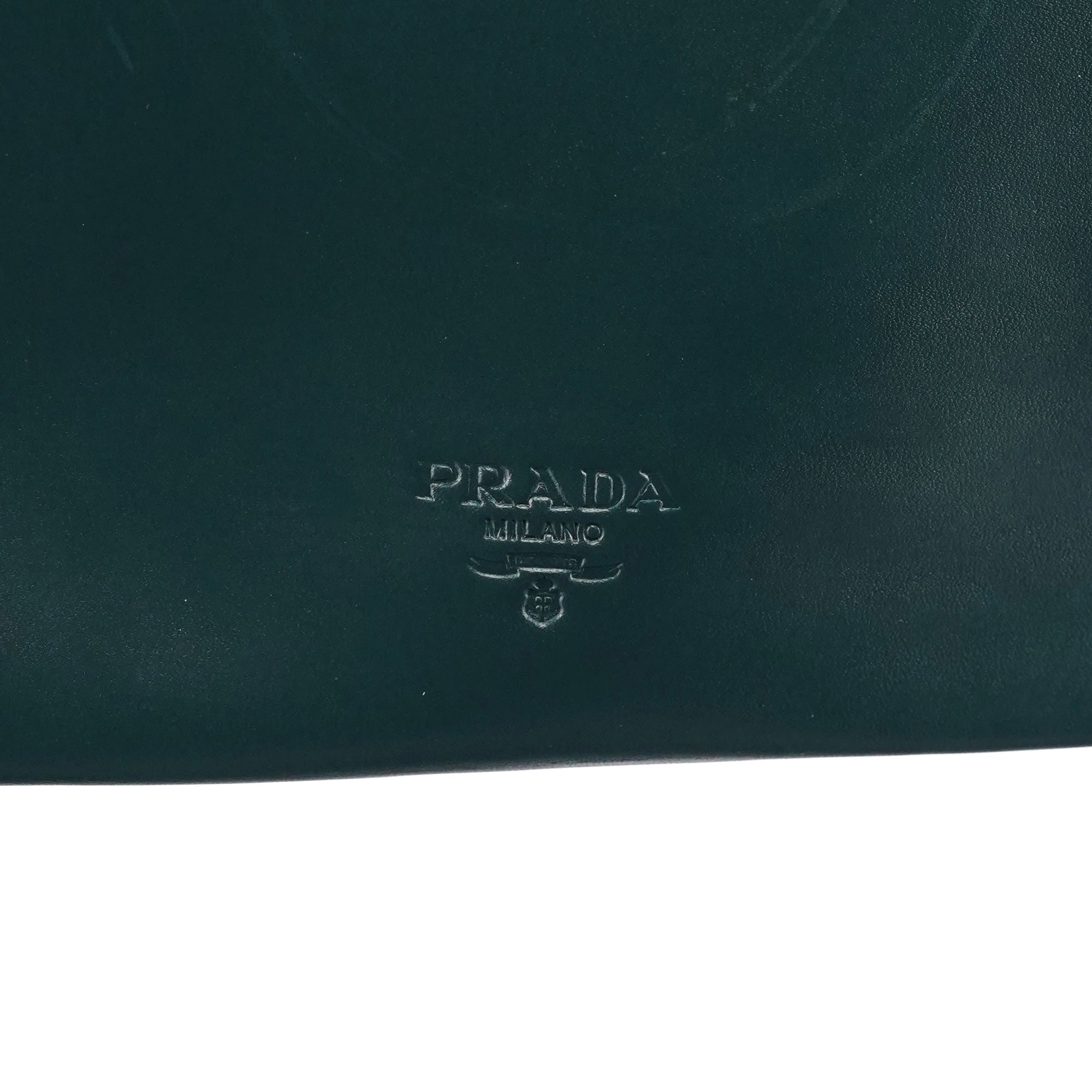Prada Green Leather Clutch Tote Bag