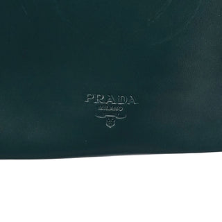 Prada Green Leather Clutch Tote Bag