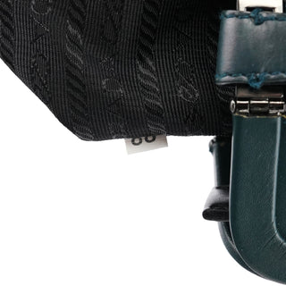 Prada Green Leather Clutch Tote Bag