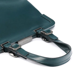 Prada Green Leather Clutch Tote Bag