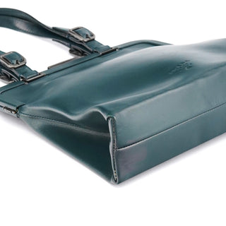 Prada Green Leather Clutch Tote Bag