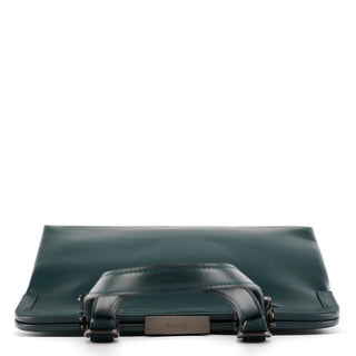 Prada Green Leather Clutch Tote Bag