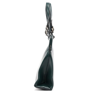 Prada Green Leather Clutch Tote Bag