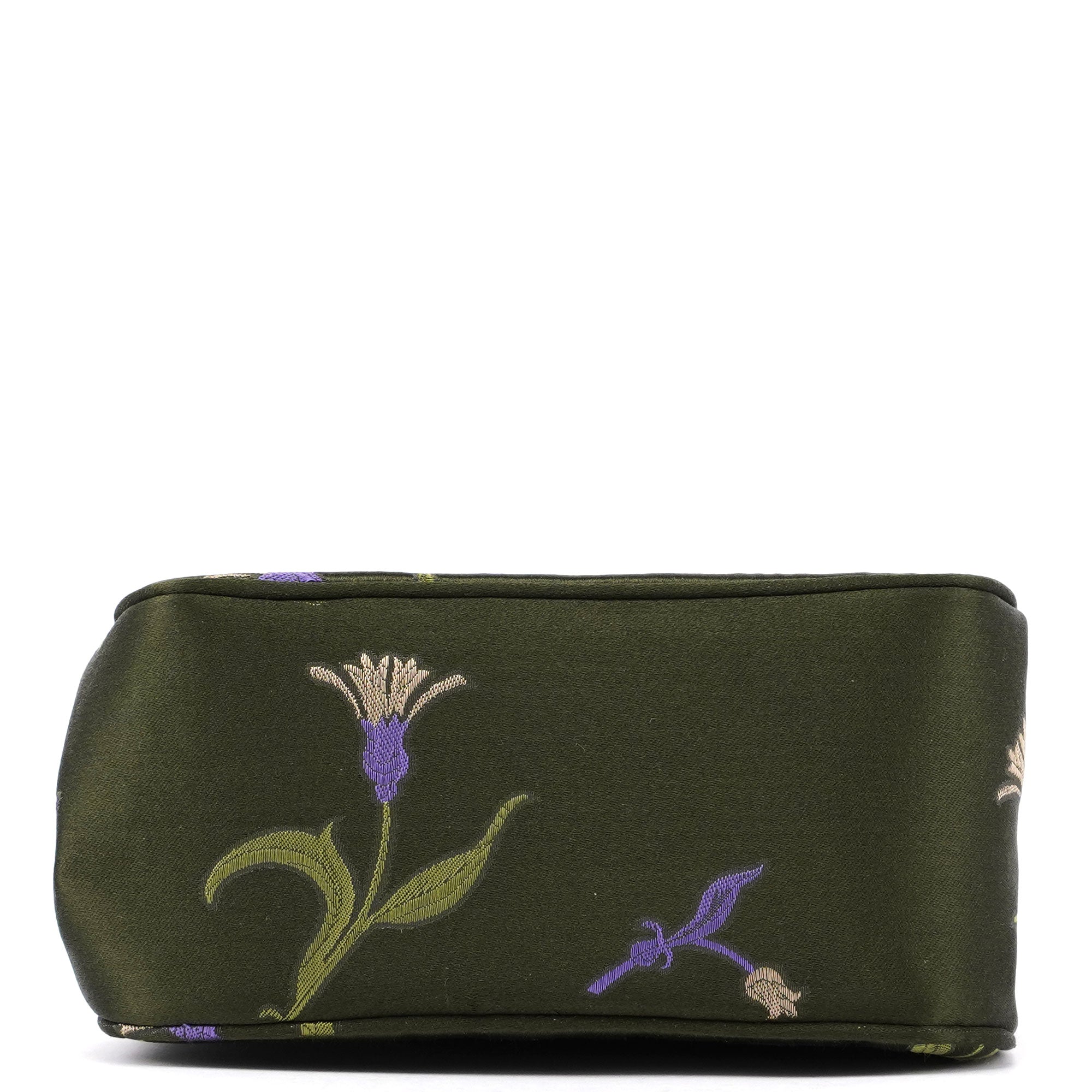 Prada Green Silk Floral Clutch Bag