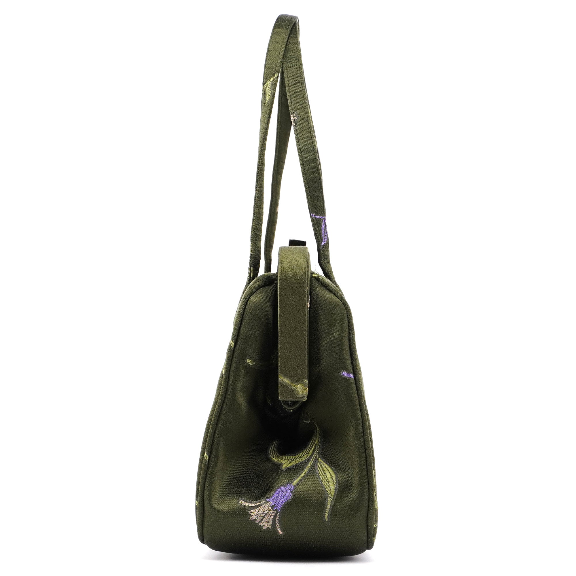 Prada Pochette en soie verte à motifs floraux