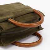 Prada Sac en daim vert à anses en bois