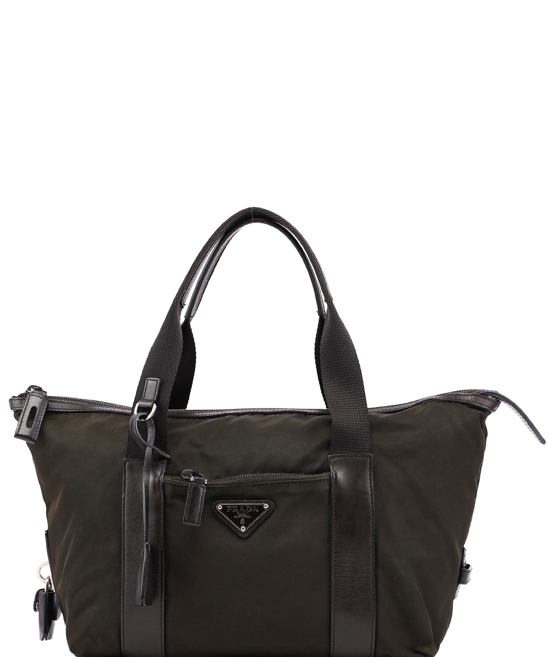 Prada Green Tessuto Calf Tote Bag