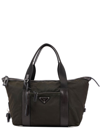 Prada Green Tessuto Calf Tote Bag