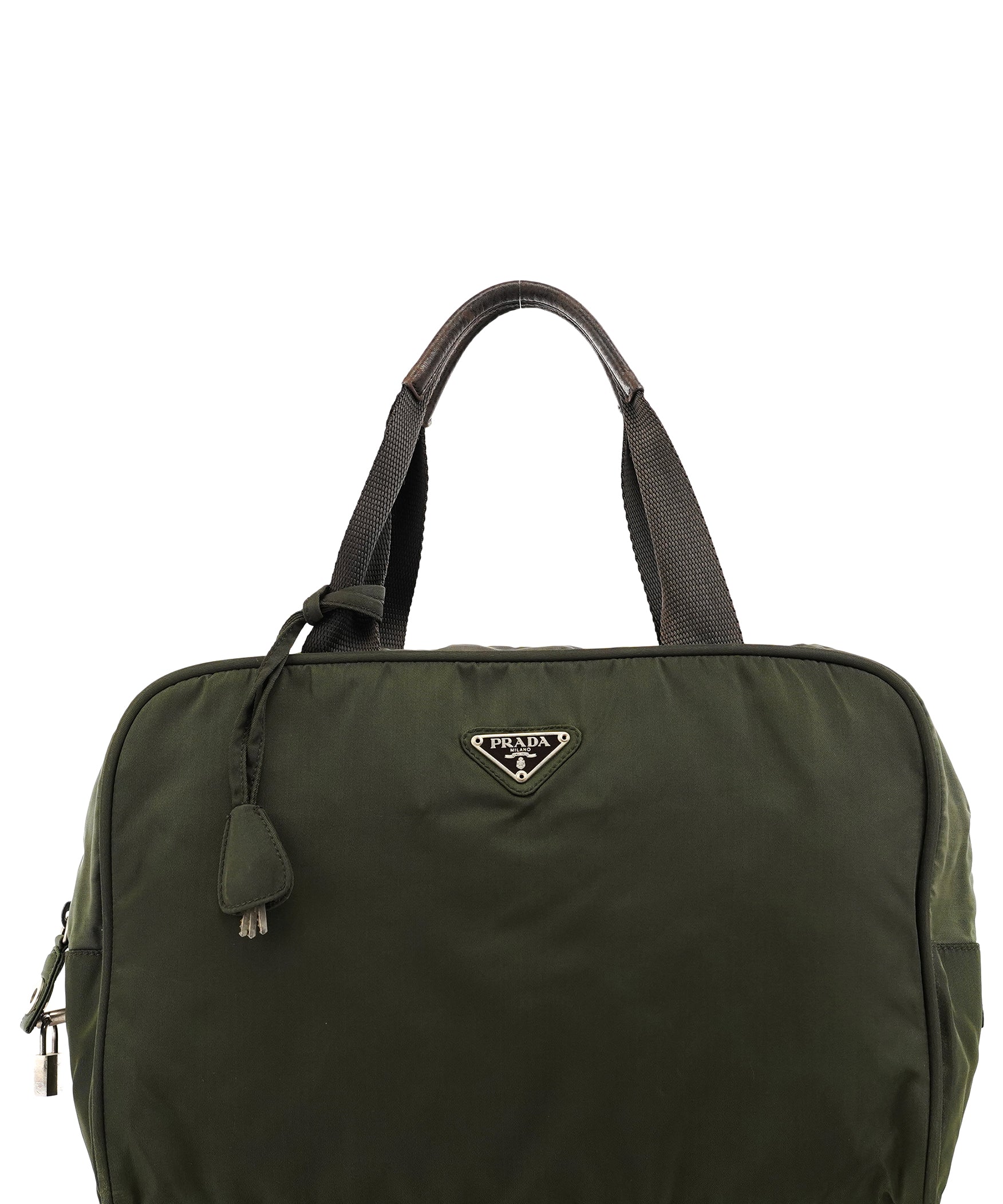 Prada Green Tessuto Nylon Key-Lock Tote Bag