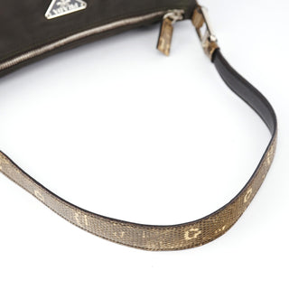 Prada Green Yellow Faux Python Hobo Bag