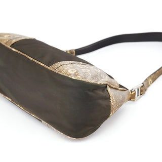 Prada Green Yellow Faux Python Hobo Bag