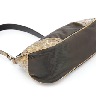 Prada Green Yellow Faux Python Hobo Bag