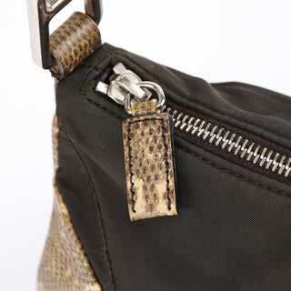 Prada Green Yellow Faux Python Hobo Bag