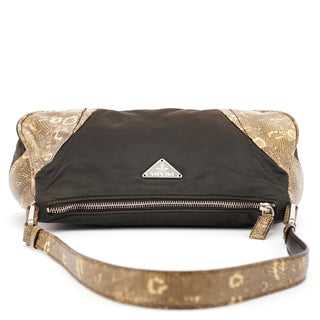 Prada Green Yellow Faux Python Hobo Bag