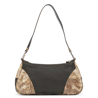 Prada Green Yellow Faux Python Hobo Bag