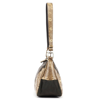 Prada Green Yellow Faux Python Hobo Bag