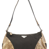 Prada Green Yellow Faux Python Hobo Bag