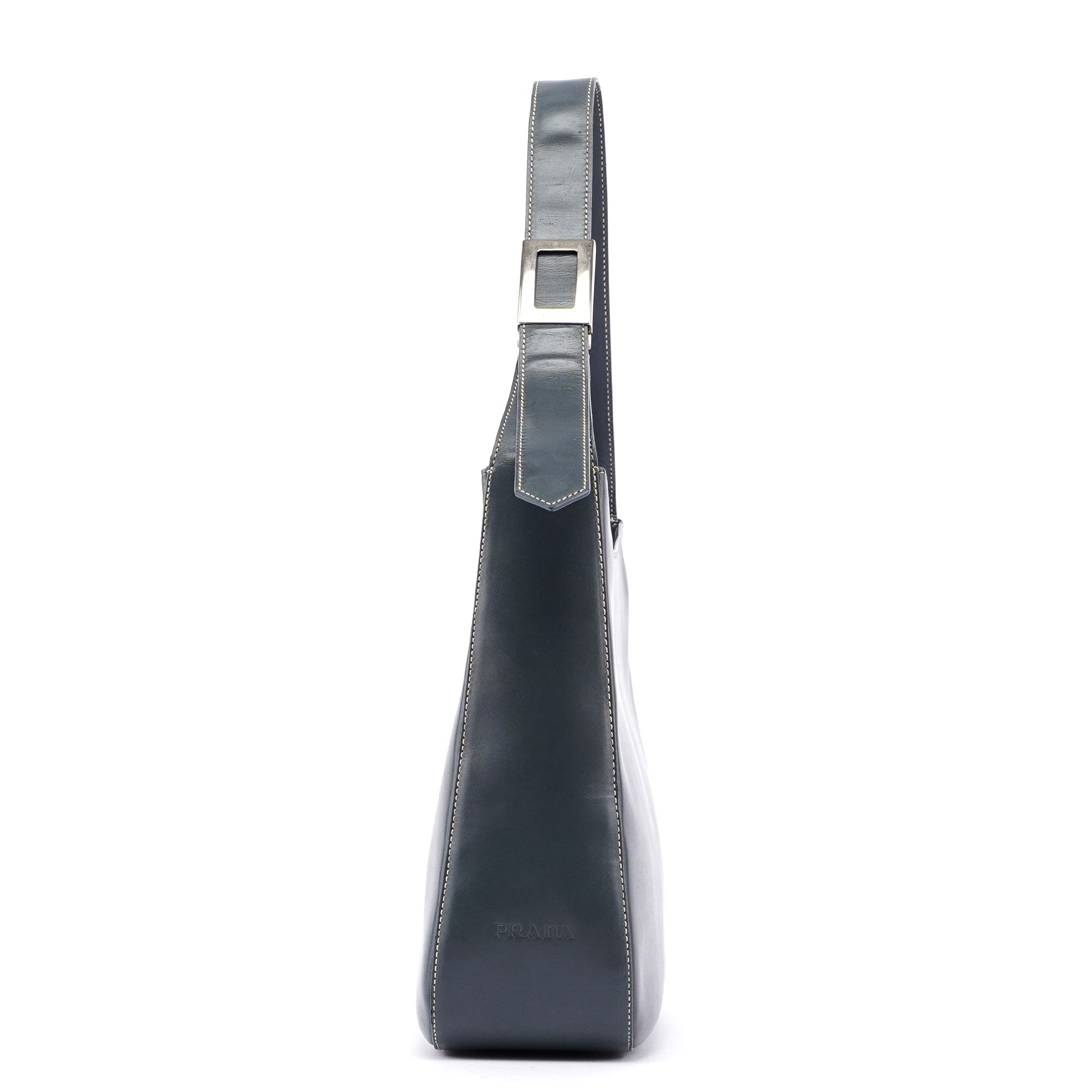 Prada Sac porté épaule en cuir de veau gris