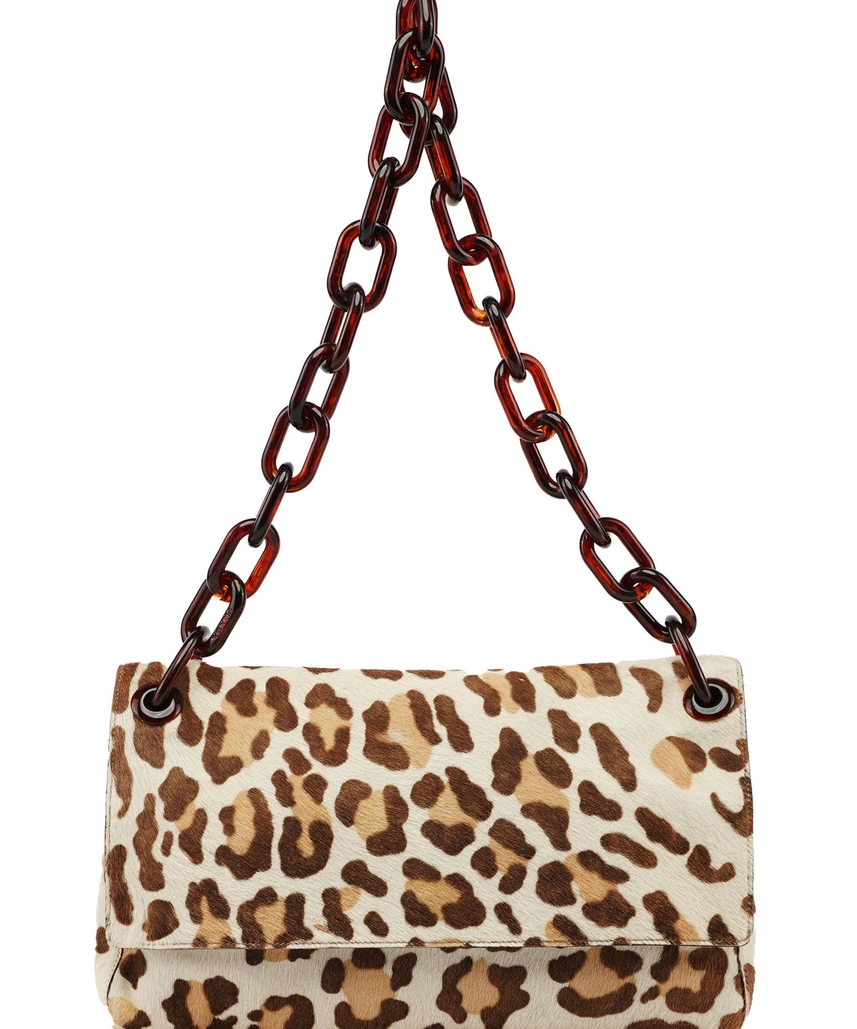 Prada 4941 Leopard Fur Plastic Chain Bag