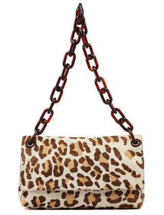 Prada 4941 Leopard Fur Plastic Chain Bag