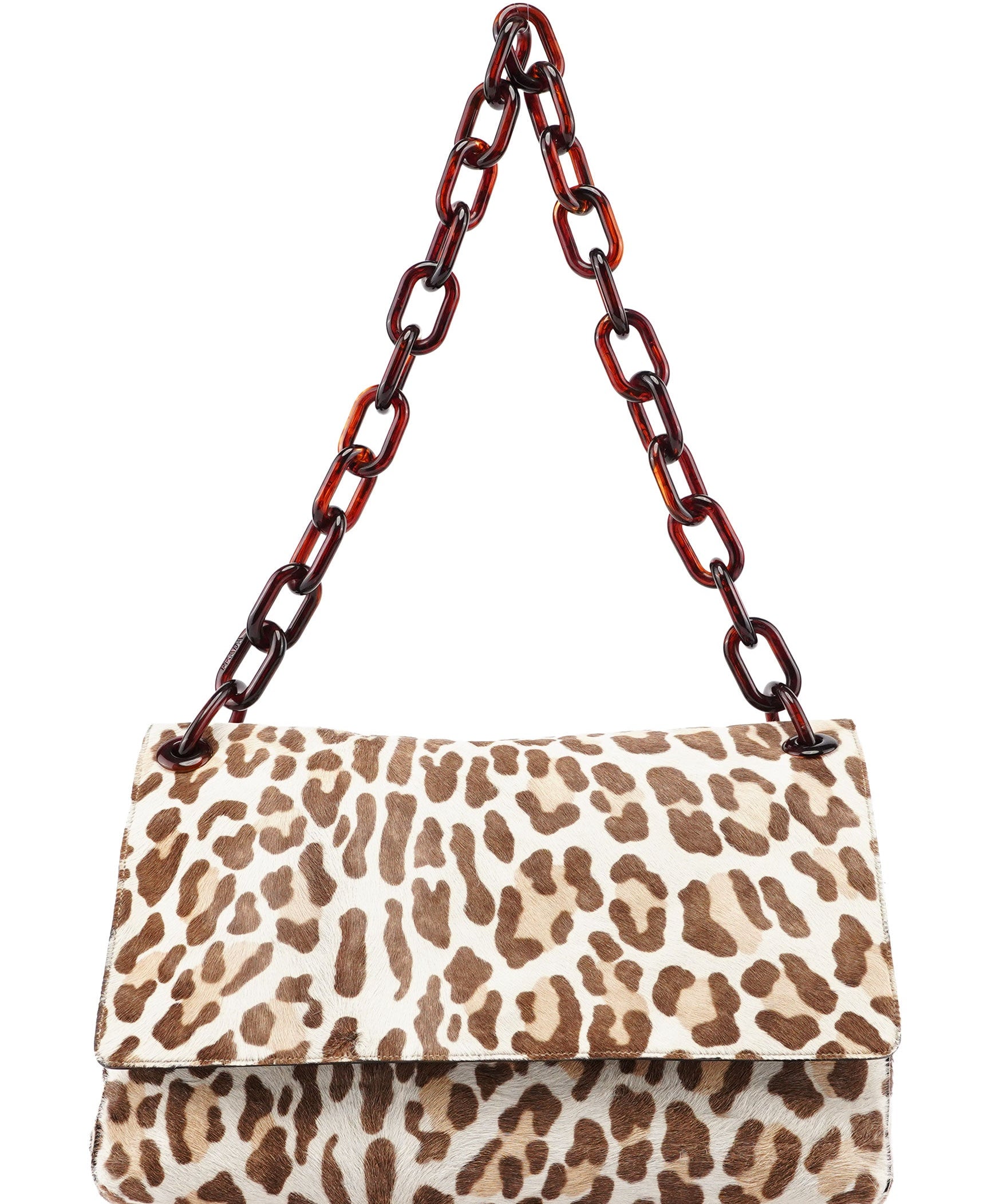 Prada Leopard Fur Plastic Chain Shoulder Bag