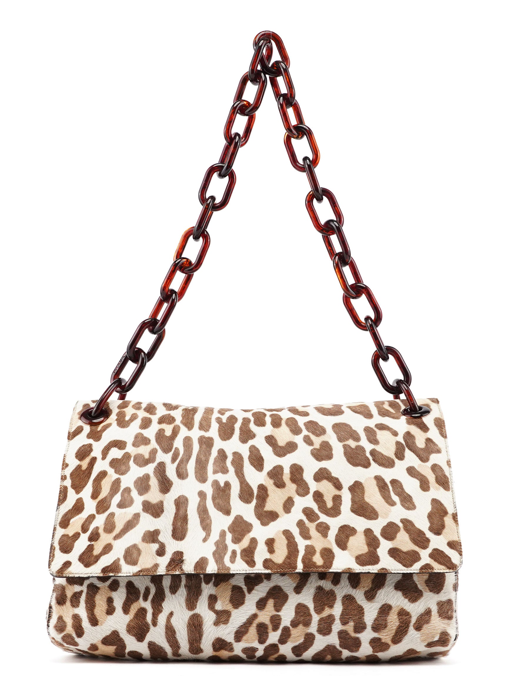 Prada Leopard Fur Plastic Chain Shoulder Bag