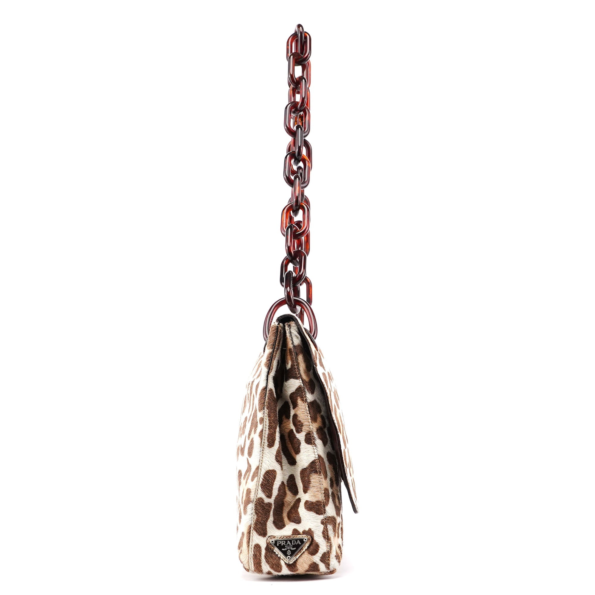 Prada Leopard Fur Plastic Chain Shoulder Bag