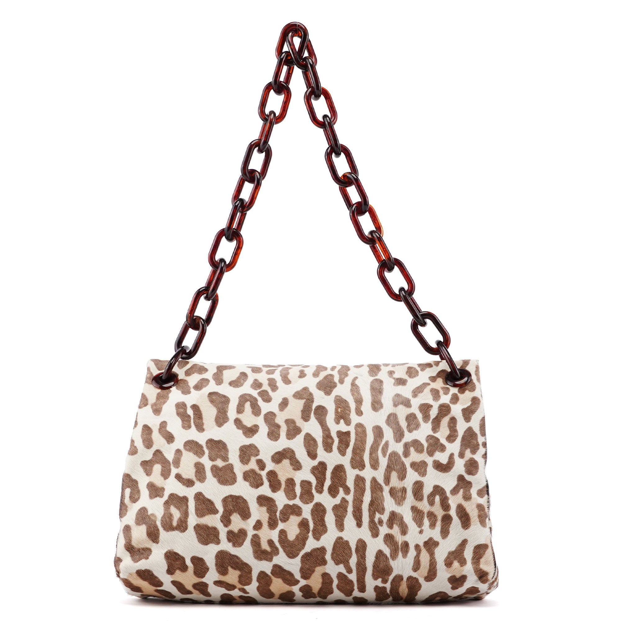 Prada Leopard Fur Plastic Chain Shoulder Bag