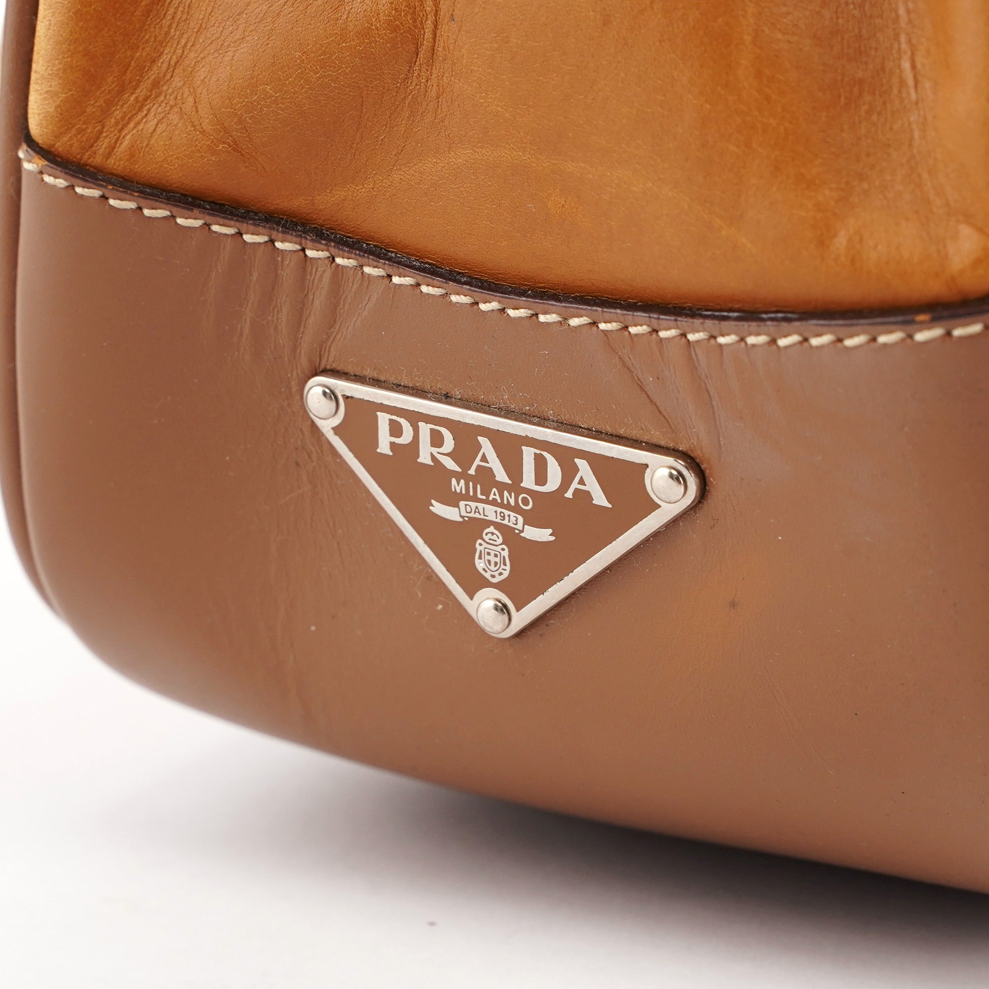 Prada Light Brown Calfskin Belt Shoulder Bag