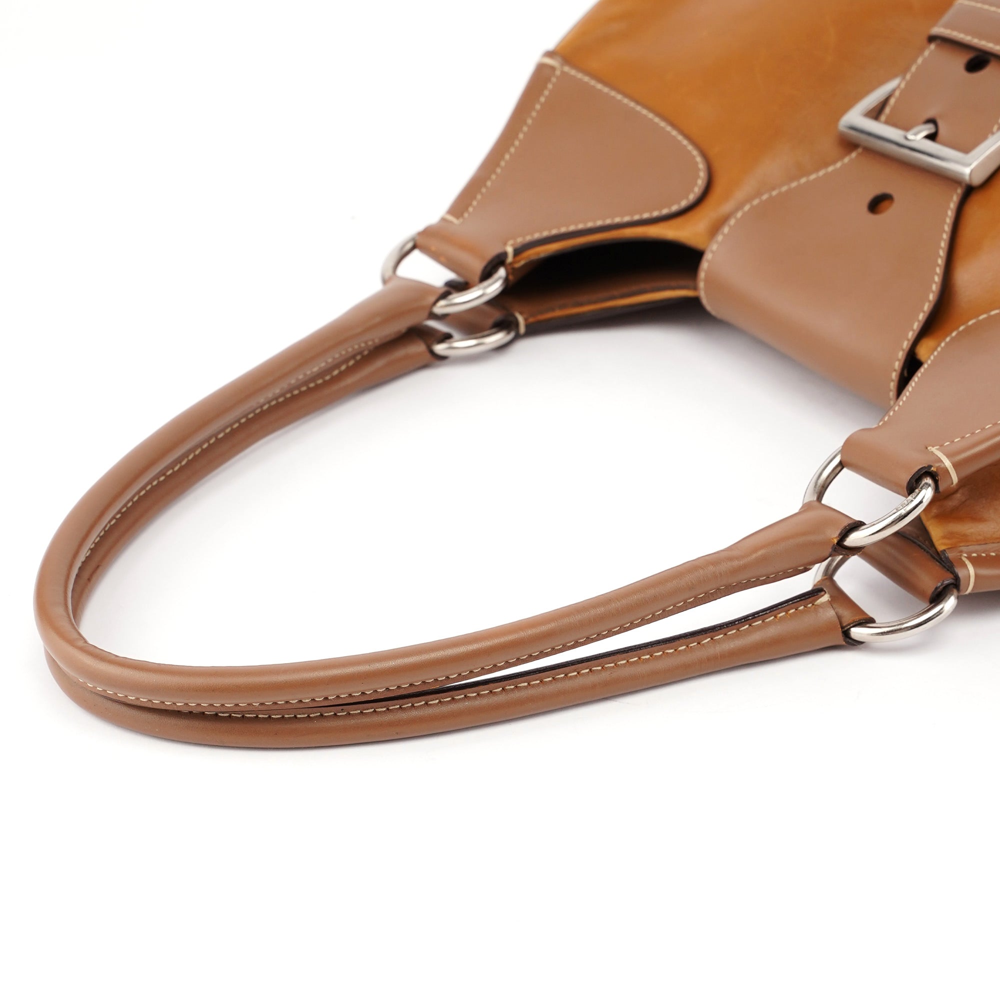 Prada Light Brown Calfskin Belt Shoulder Bag