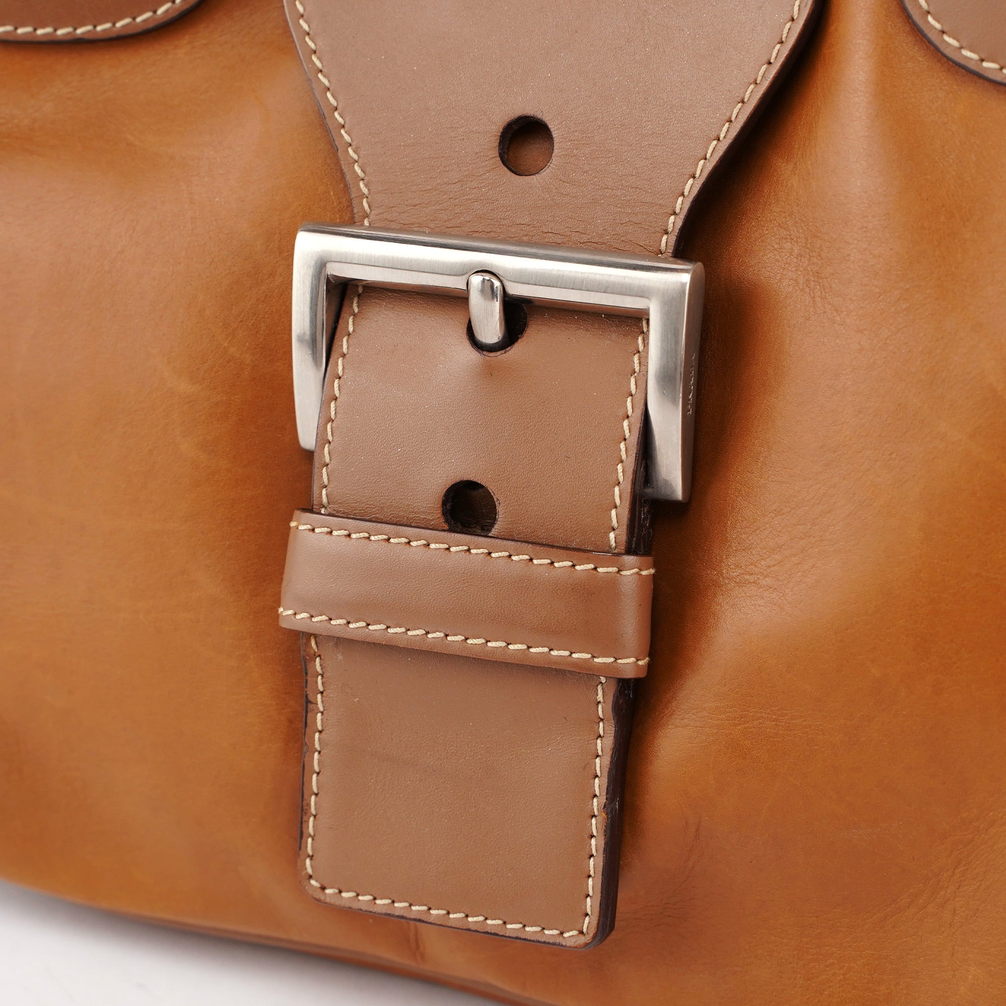 Prada Light Brown Calfskin Belt Shoulder Bag