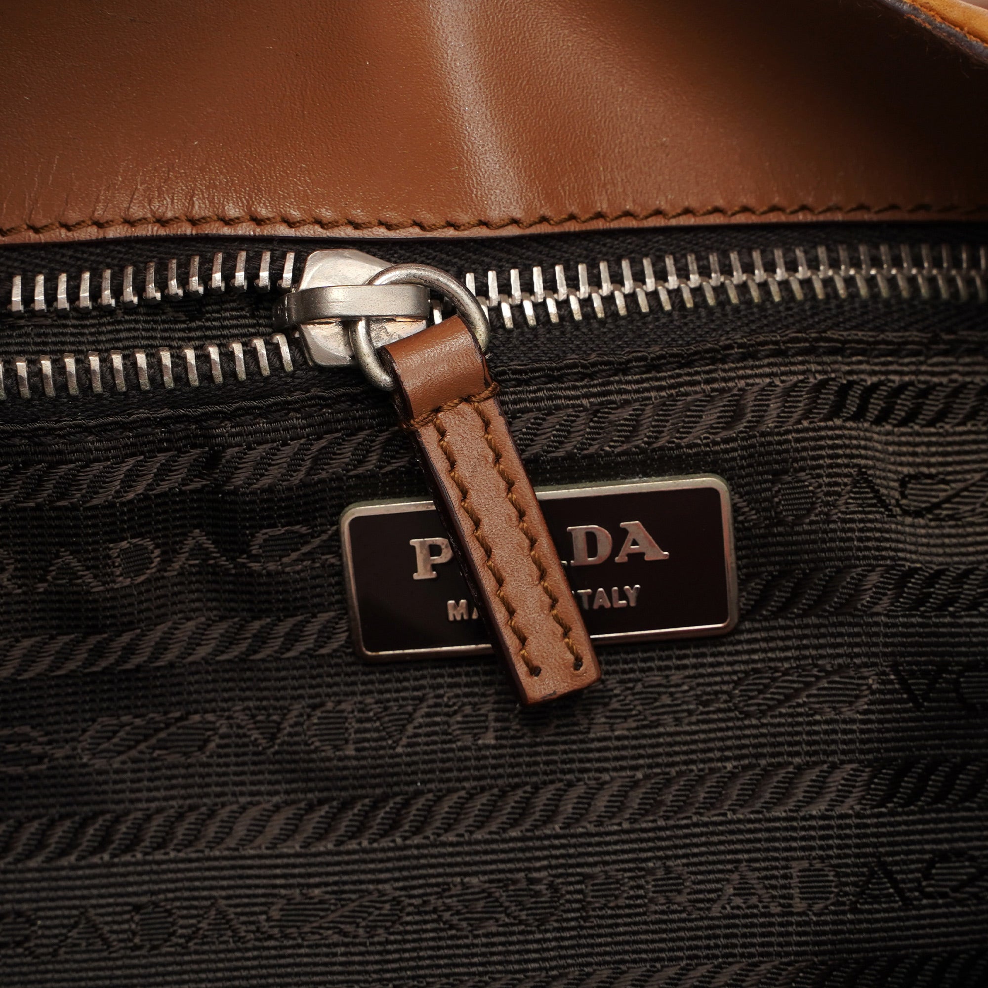 Prada Light Brown Calfskin Belt Shoulder Bag