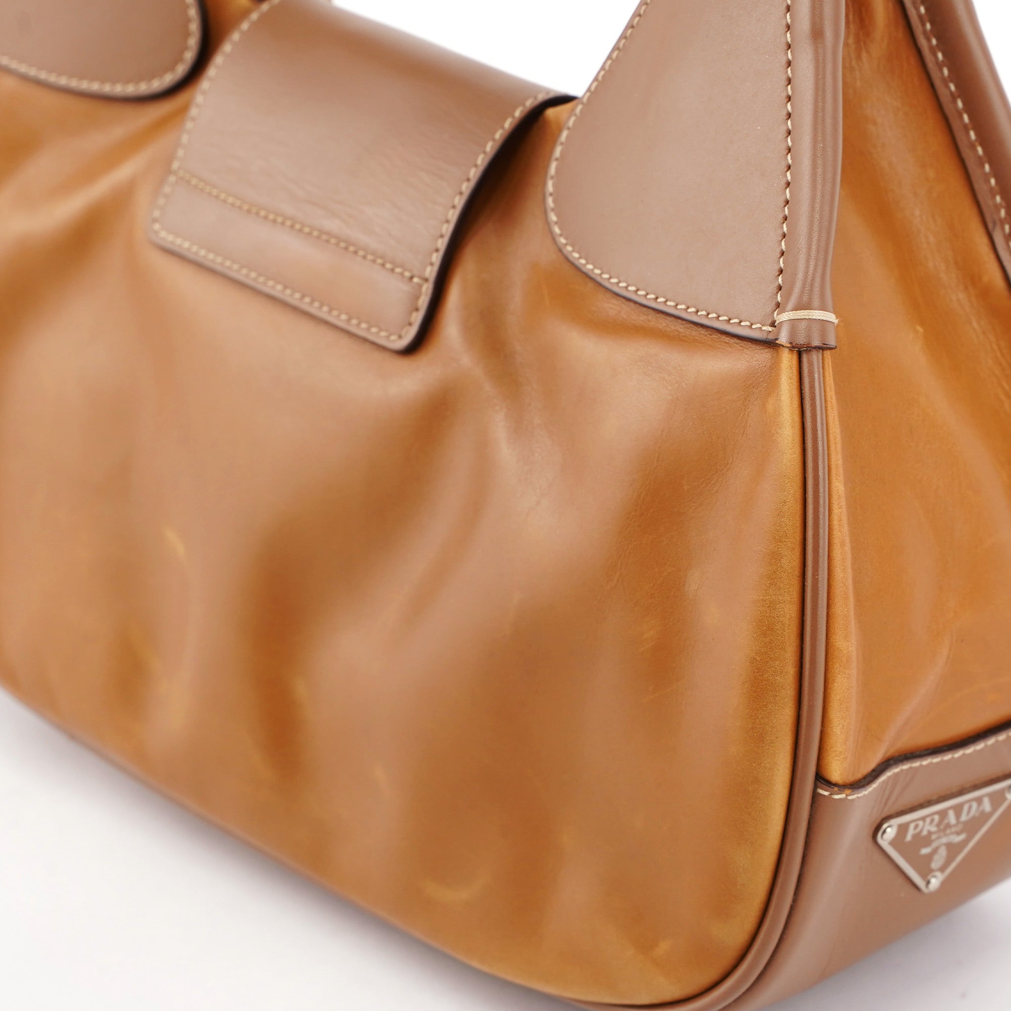 Prada Light Brown Calfskin Belt Shoulder Bag